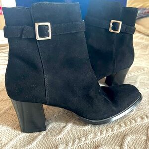 Karen Scott Black Leather Upper Heeled Ankle Boots Women’s Size 8.5